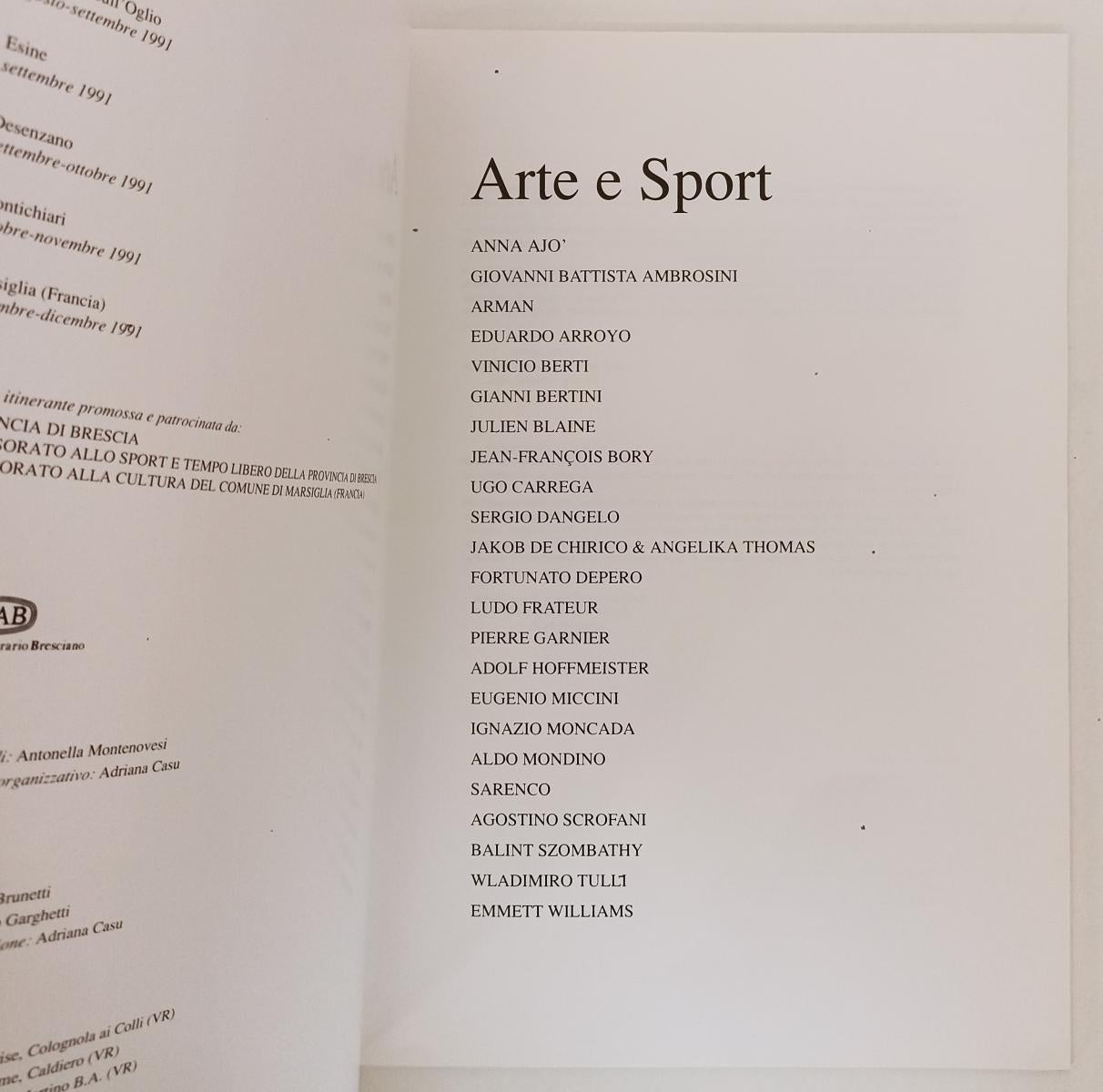 LT- ARTE E SPORT CATALOGO MOSTRA ITINERANTE PROVINCIA BRESCIA - 1991 - B- XFS159