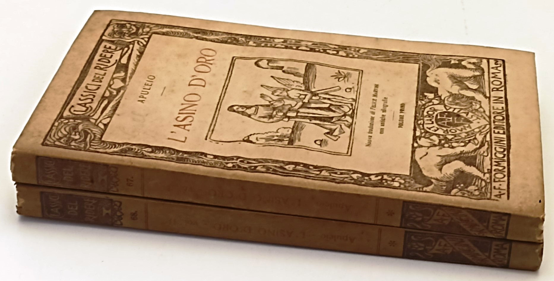 L'ASINO D'ORO 2 VOLUMI - APULEIO - FORMIGGINI- CLASSICI RIDERE- 1927- B- XFS
