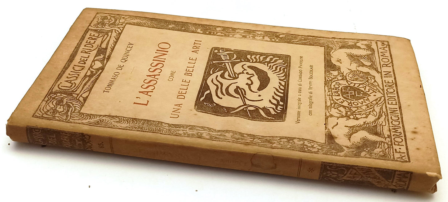 L'ASSASSINIO - DE QUINCEY - FORMIGGINI - CLASSICI DEL RIDERE- 1926- B- XFS