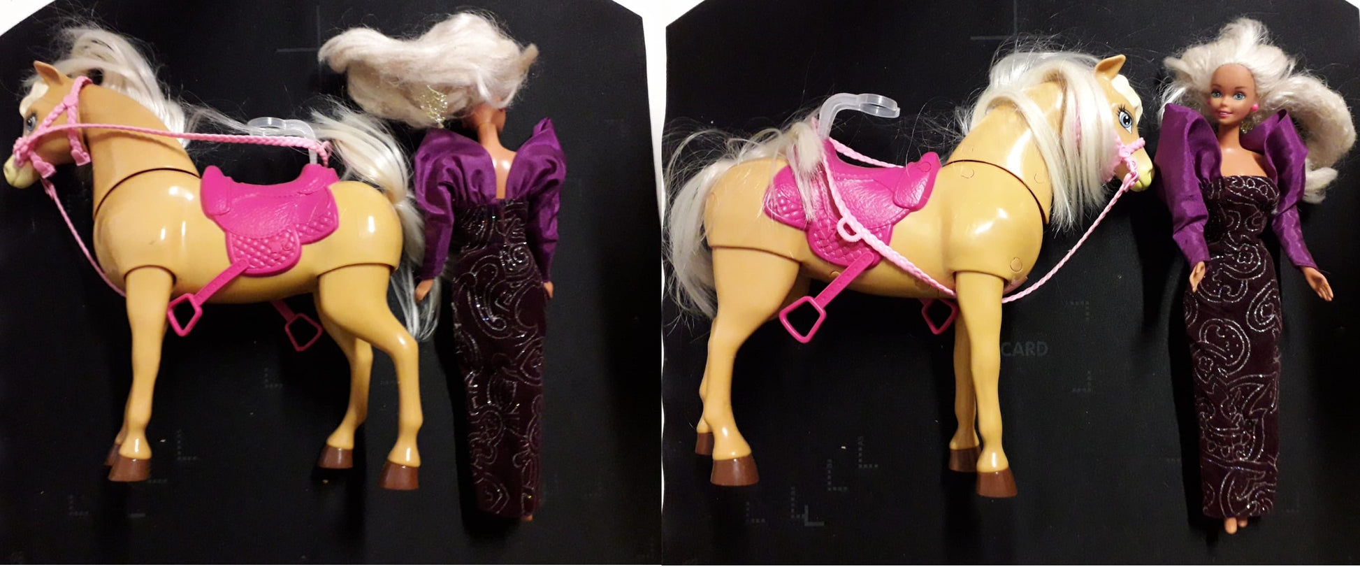 GG- GIOCO CAVALLO COMPLETO DI BRIGLIE E SELLA + BAMBOLA BARBIE MATTEL -  SBX