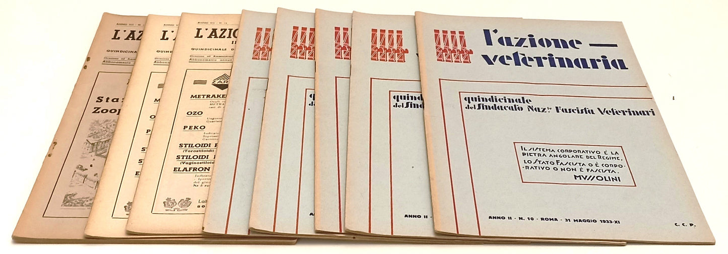 LR- RIVISTA L'AZIONE VETERINARIA 8 NUMERI- SINDACATO NAZIONALE FASCISTA- RVSa572