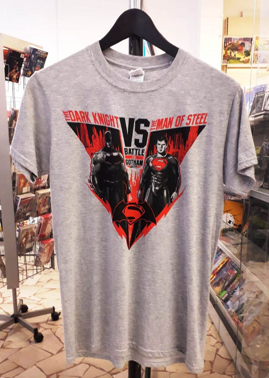 GF- MAGLIETTA T-SHIRT GRIGIA GREY BATMAN VS. SUPERMAN