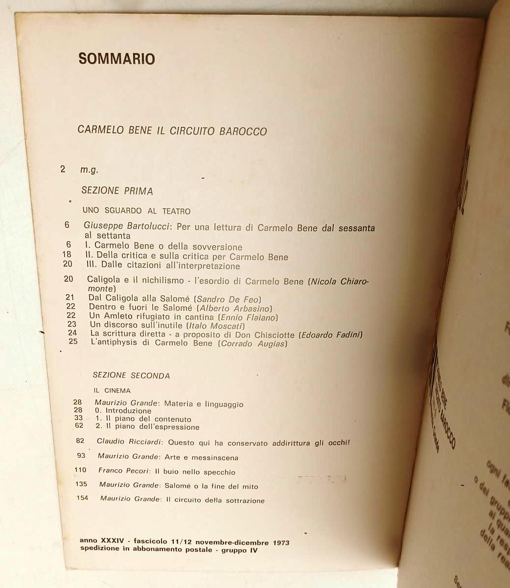 LW- BN BIANCO E NERO 1/12 ANNATA COMPLETA CINEMA - CARMELO BENE - 1973 - YFS313