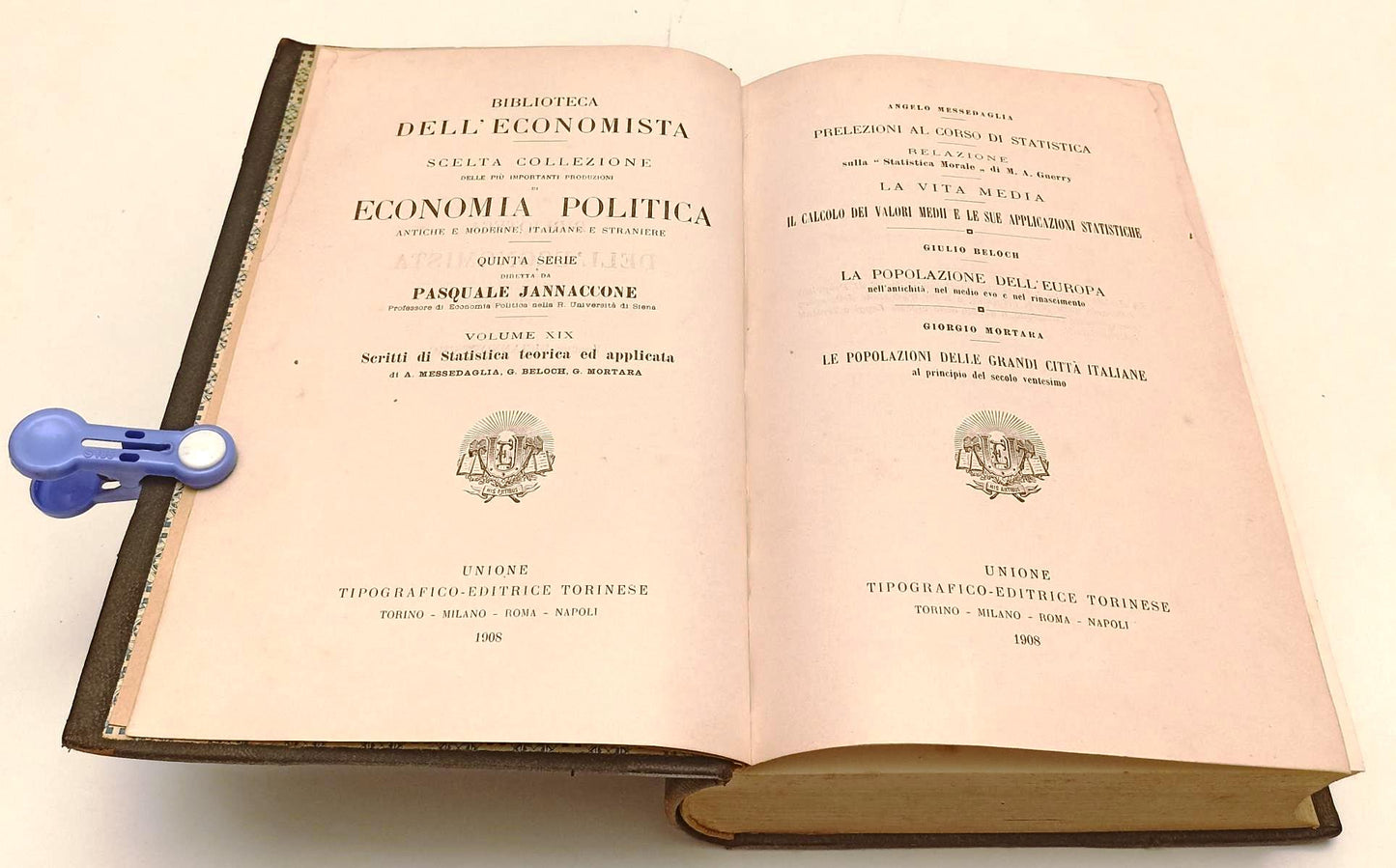 LZ- BIBLIOTECA DELL'ECONOMISTA- MESSEDAGLIA BELOCH MORTARA- UTET- 1908- C-YFS404