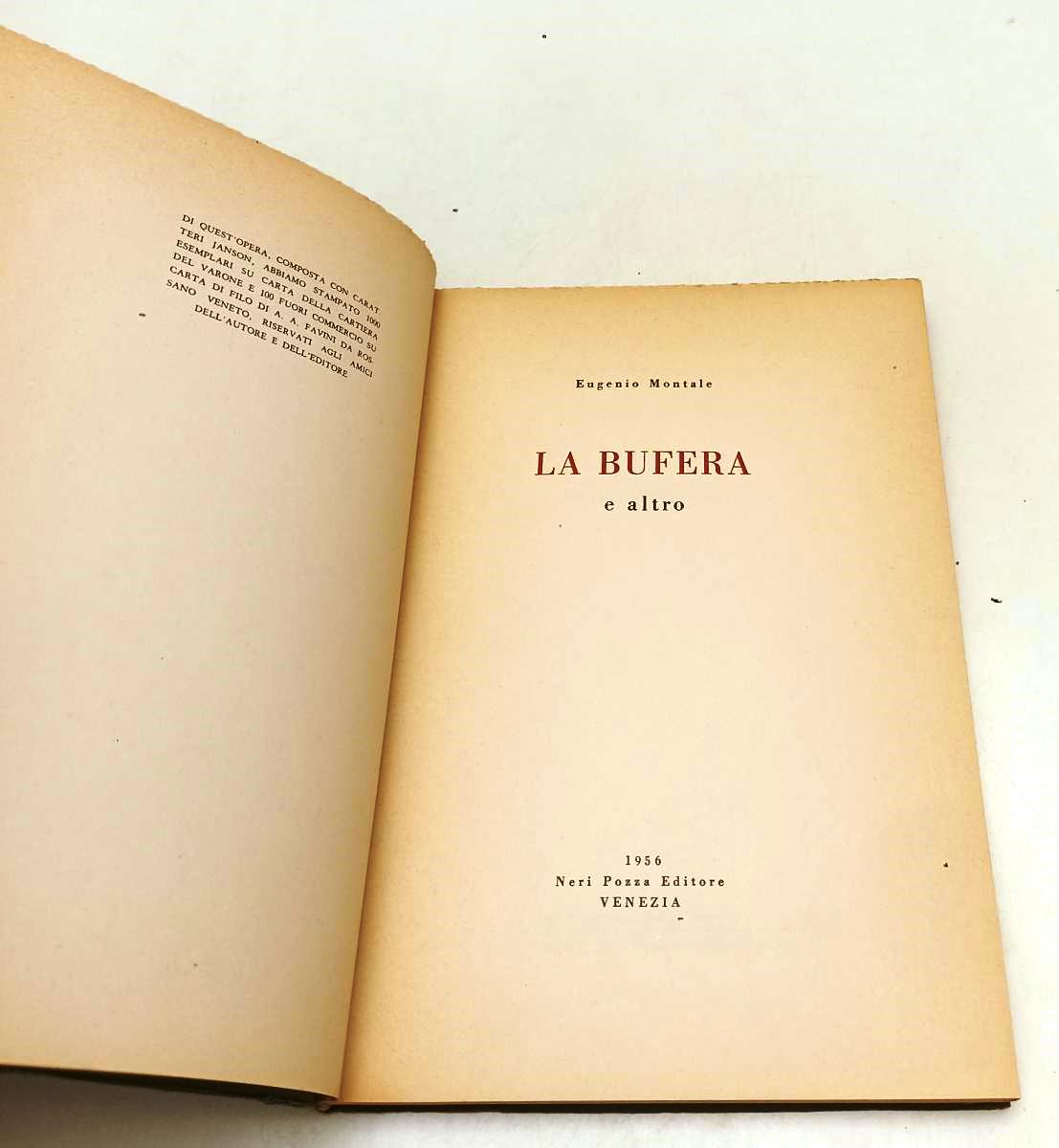 LN- LA BUFERA - EUGENIO MONTALE - NERI POZZA - POESIA 4- 1a ED.- 1956- B- XFS138