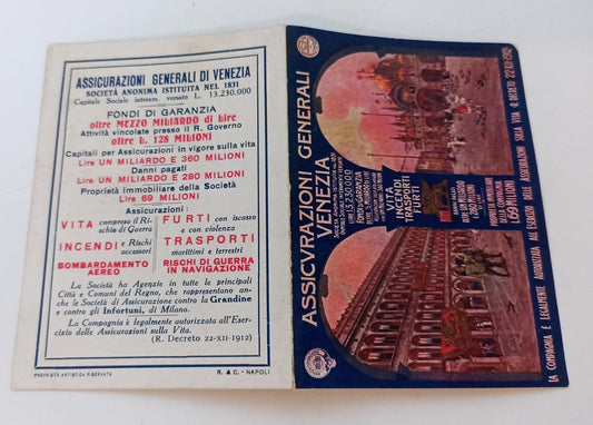 CV- ASSICURAZIONI GENERALI DI VENEZIA  CALENDARIO TASCABILE 1918 - RVSa76