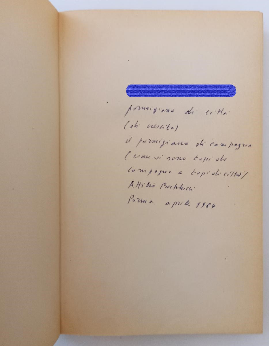 LN- LA CAMERA DA LETTO DEDICA AUTOGRAFA- BERTOLUCCI- GARZANTI--- 1984- CS-YFS166