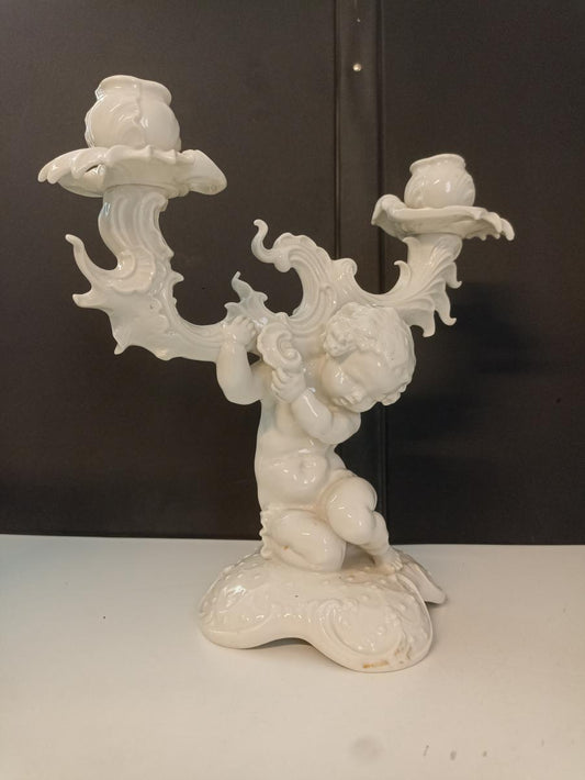 CV- COPPIA CANDELABRI PUTTI PORCELLANA K. TUTTER Hutschenreuther VINTAGE- BLCP24