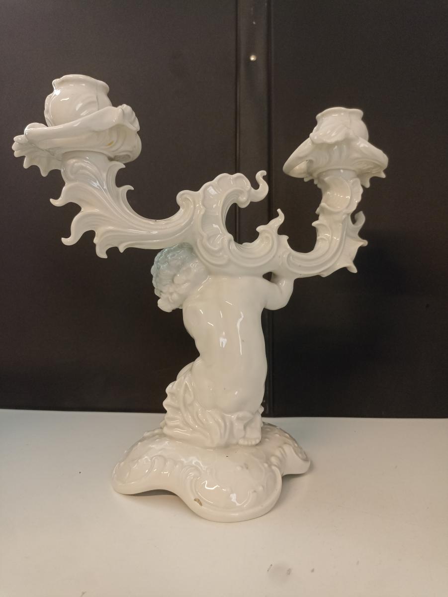 CV- COPPIA CANDELABRI PUTTI PORCELLANA K. TUTTER Hutschenreuther VINTAGE- BLCP24