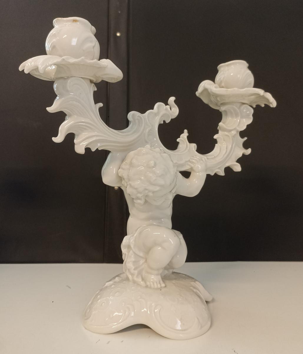 CV- COPPIA CANDELABRI PUTTI PORCELLANA K. TUTTER Hutschenreuther VINTAGE- BLCP24