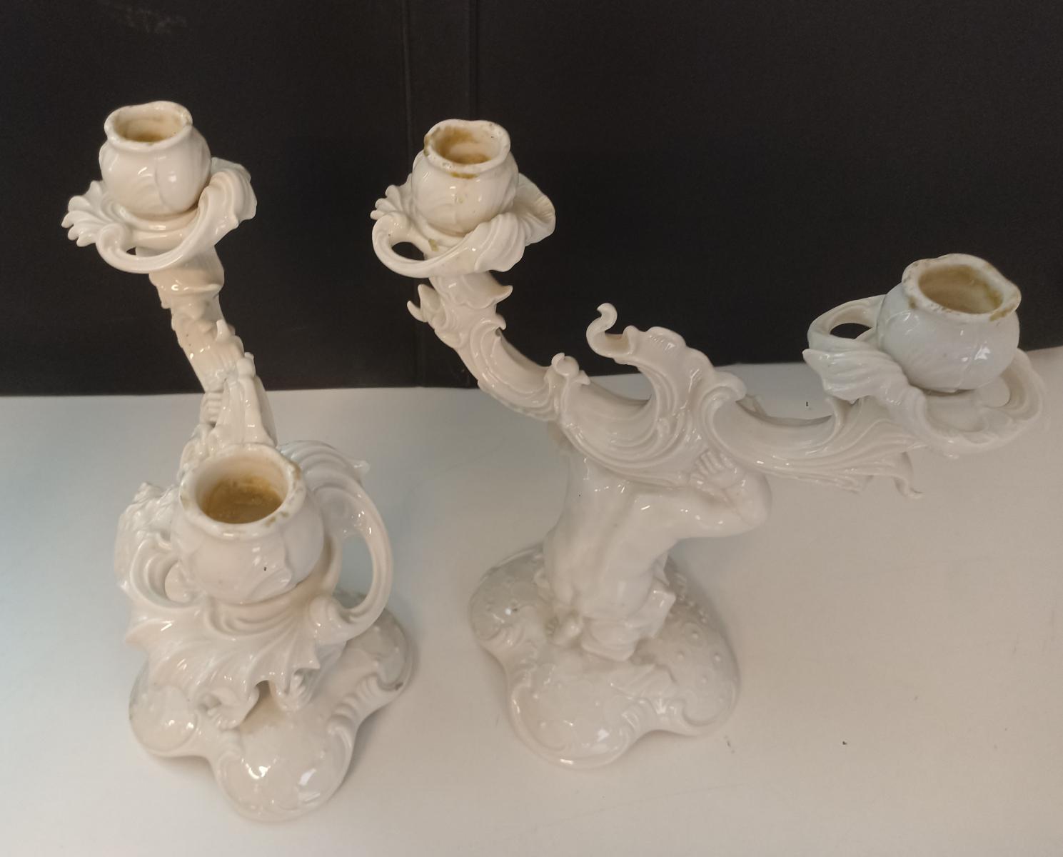 CV- COPPIA CANDELABRI PUTTI PORCELLANA K. TUTTER Hutschenreuther VINTAGE- BLCP24