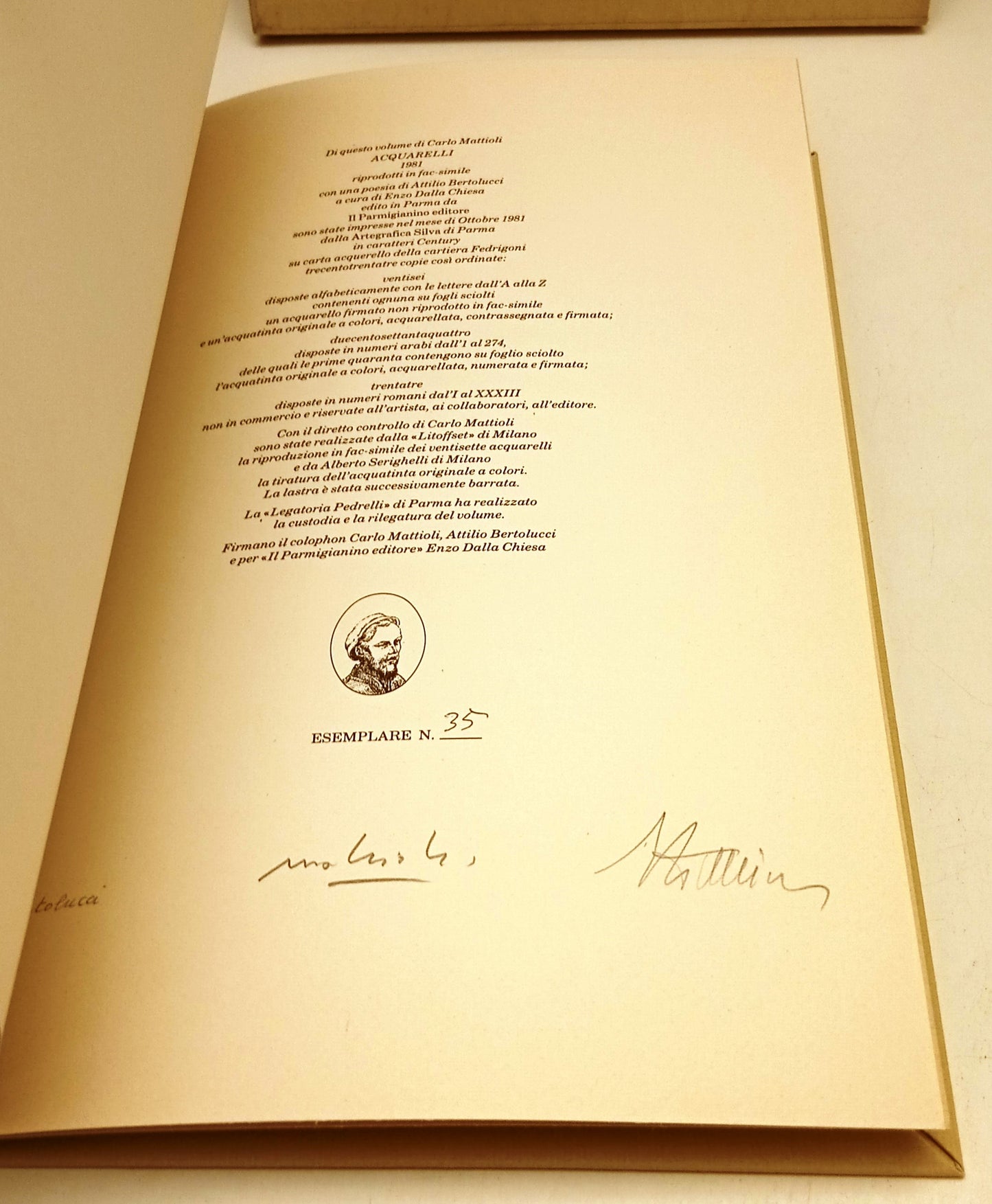 LT- CARLO MATTIOLI ACQUARELLI COPIA NUMERATA- IL PARMIGIANINO EDITORE- 1981- WPR