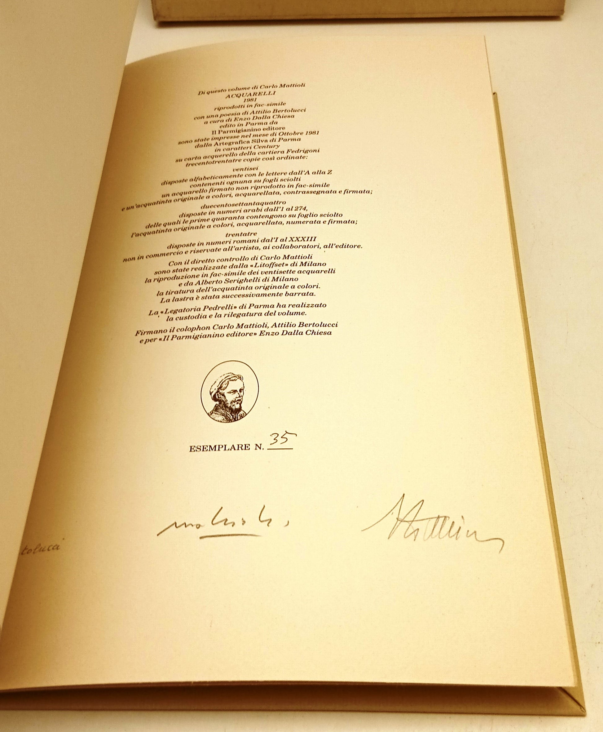 LT- CARLO MATTIOLI ACQUARELLI COPIA NUMERATA- IL PARMIGIANINO EDITORE- 1981- WPR