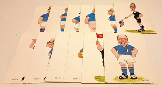 CV- 12 CARTOLINE CARICATURE GLI ESCLAMATIVI DI FORATTINI EPOCA 1990 - RVSa795