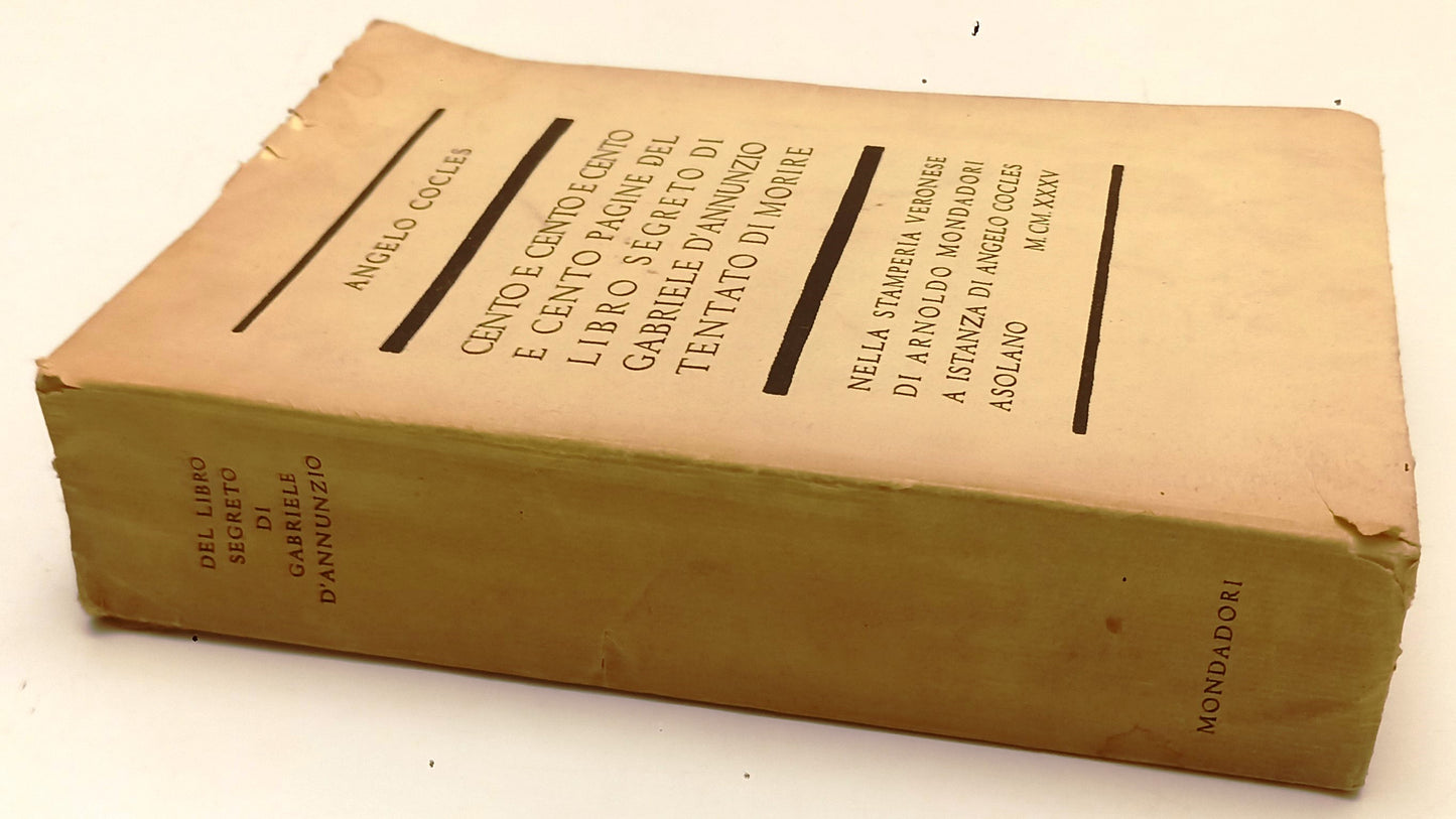 LN- DEL LIBRO SEGRETO DI GABRIELE D'ANNUNZIO- COCLES- MONDADORI- 1935- B- XFS210