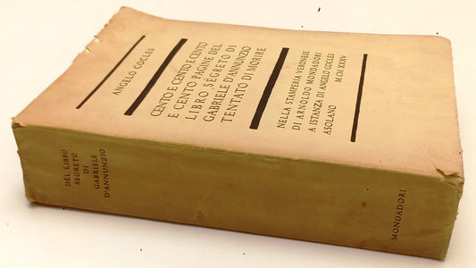 LN- DEL LIBRO SEGRETO DI GABRIELE D'ANNUNZIO- COCLES- MONDADORI- 1935- B- XFS210