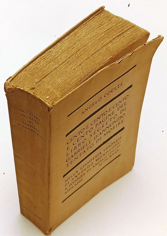 LN- DEL LIBRO SEGRETO DI GABRIELE D'ANNUNZIO- COCLES- MONDADORI- 1935- B- XFS210