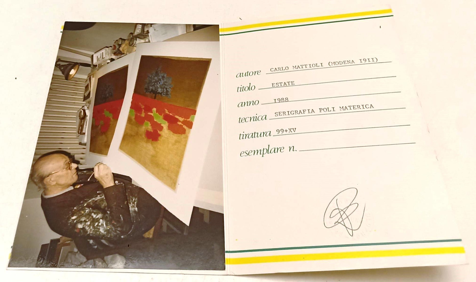 CV- CERTIFICATO DI GARANZIA PROPOSTE D'ARTE COLOPHON CARLO MATTIOLI - RVSa377