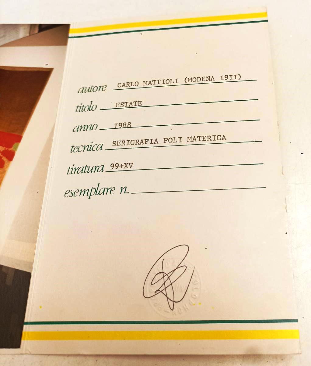 CV- CERTIFICATO DI GARANZIA PROPOSTE D'ARTE COLOPHON CARLO MATTIOLI - RVSa377