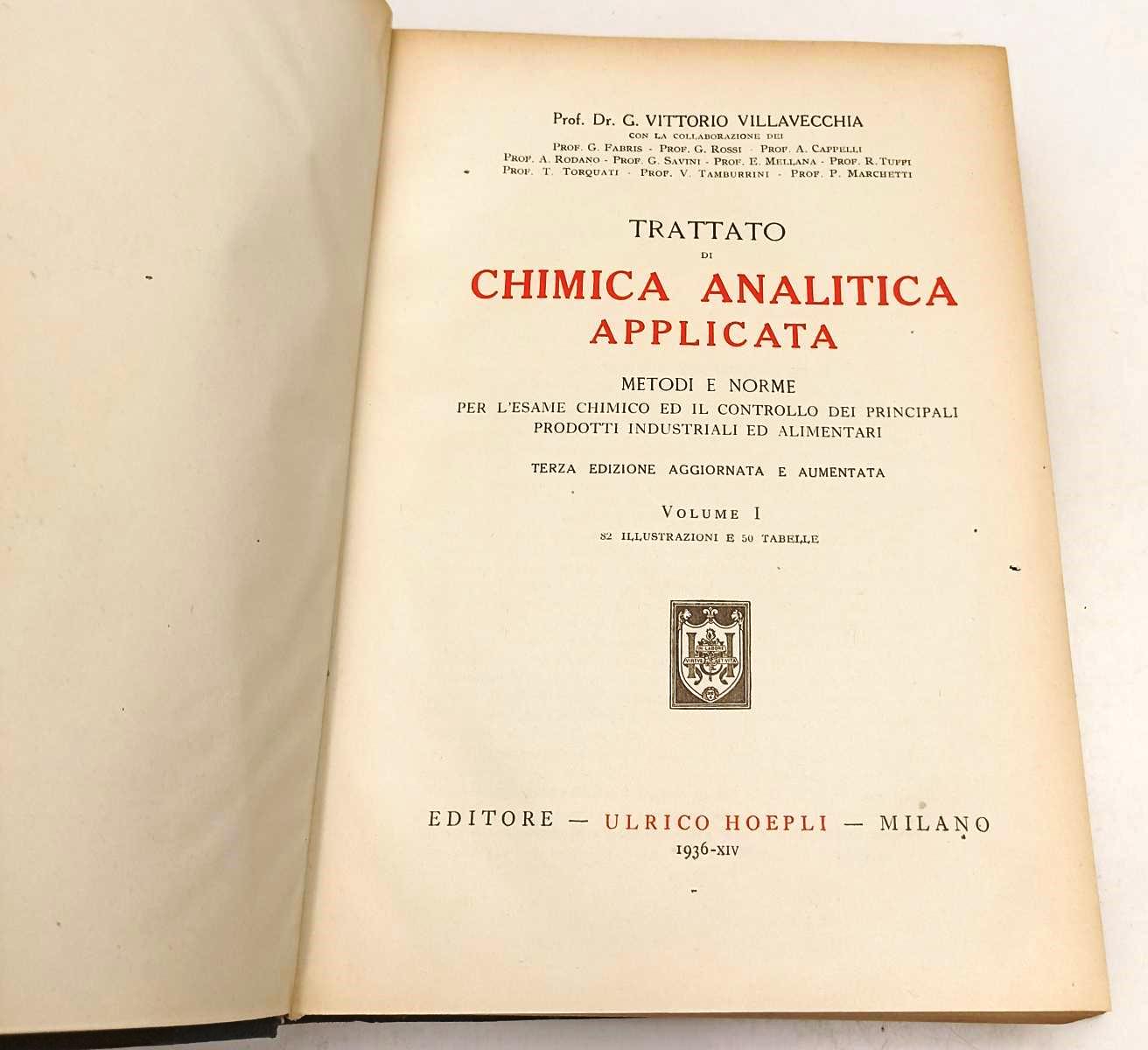 LZ- TRATTATO CHIMICA ANALITICA APPLICATA I- VILLAVECCHIA- HOEPLI- 1934- C-YFS433