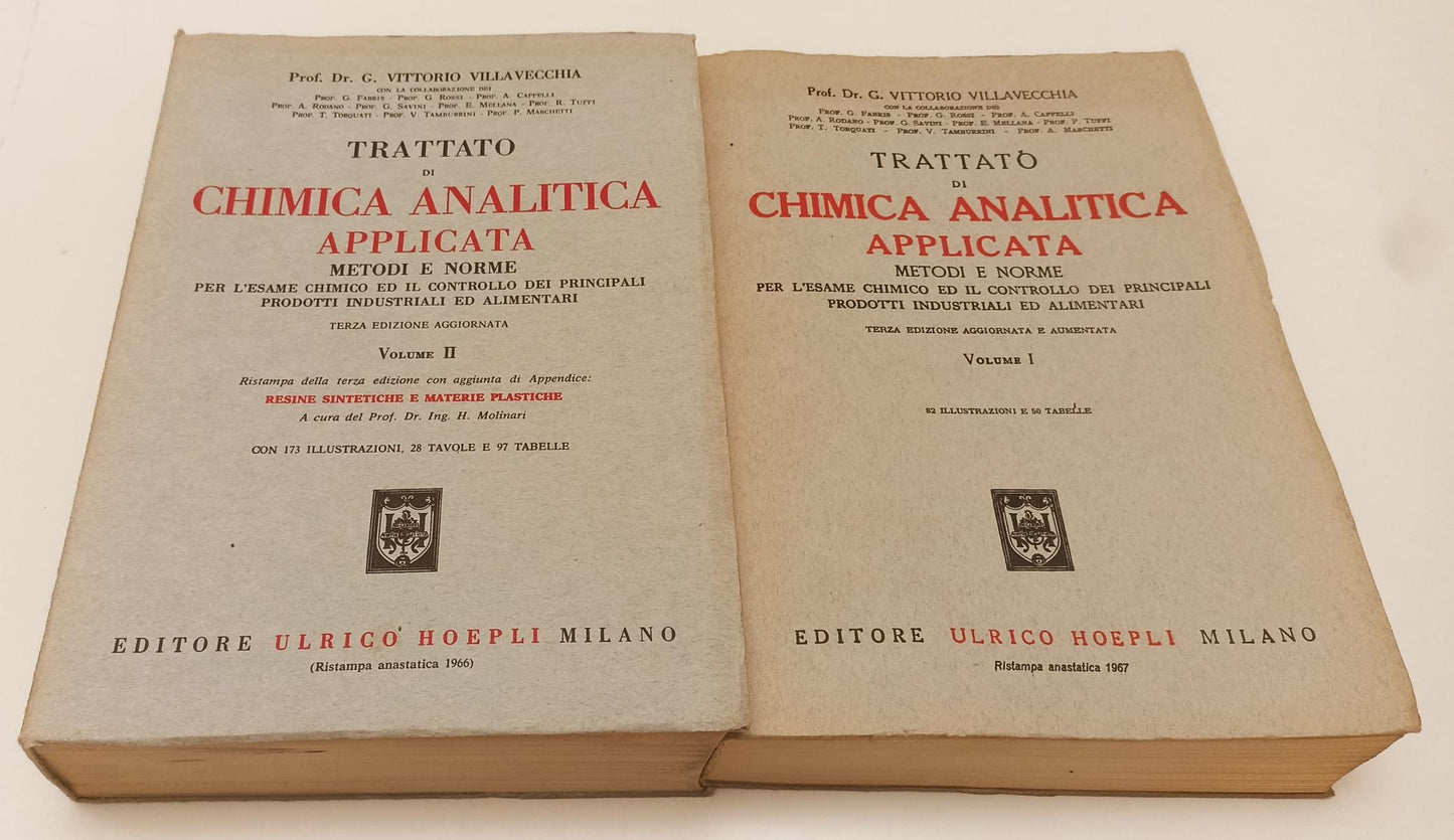 LZ- TRATTATO DI CHIMICA ANALITICA APPLICATA 1/2 - VILLAVECCHIA - HOEPLI- B- XFS5