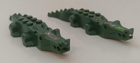 GG- LEGO ORIGINALI - MINIFIGURE COPPIA COCCODRILLI DARK GREEN VERDI  - LGGpp16