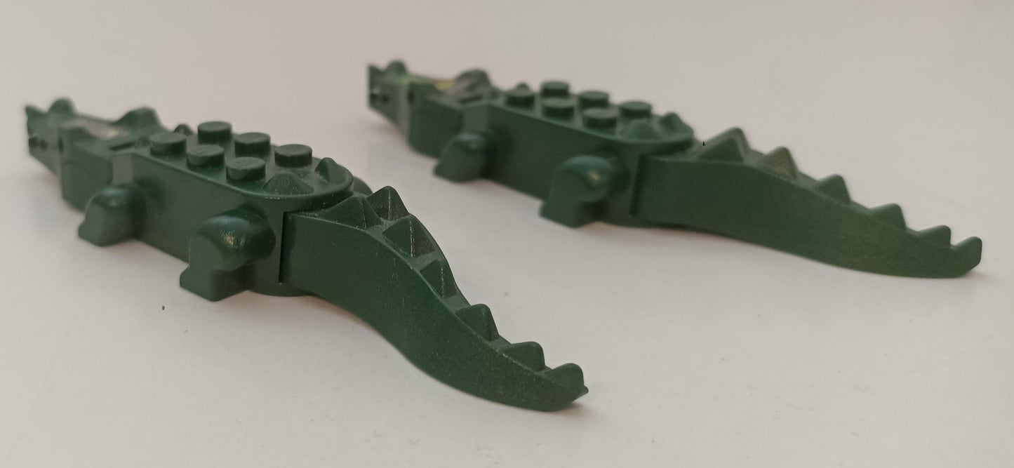 GG- LEGO ORIGINALI - MINIFIGURE COPPIA COCCODRILLI DARK GREEN VERDI  - LGGpp16