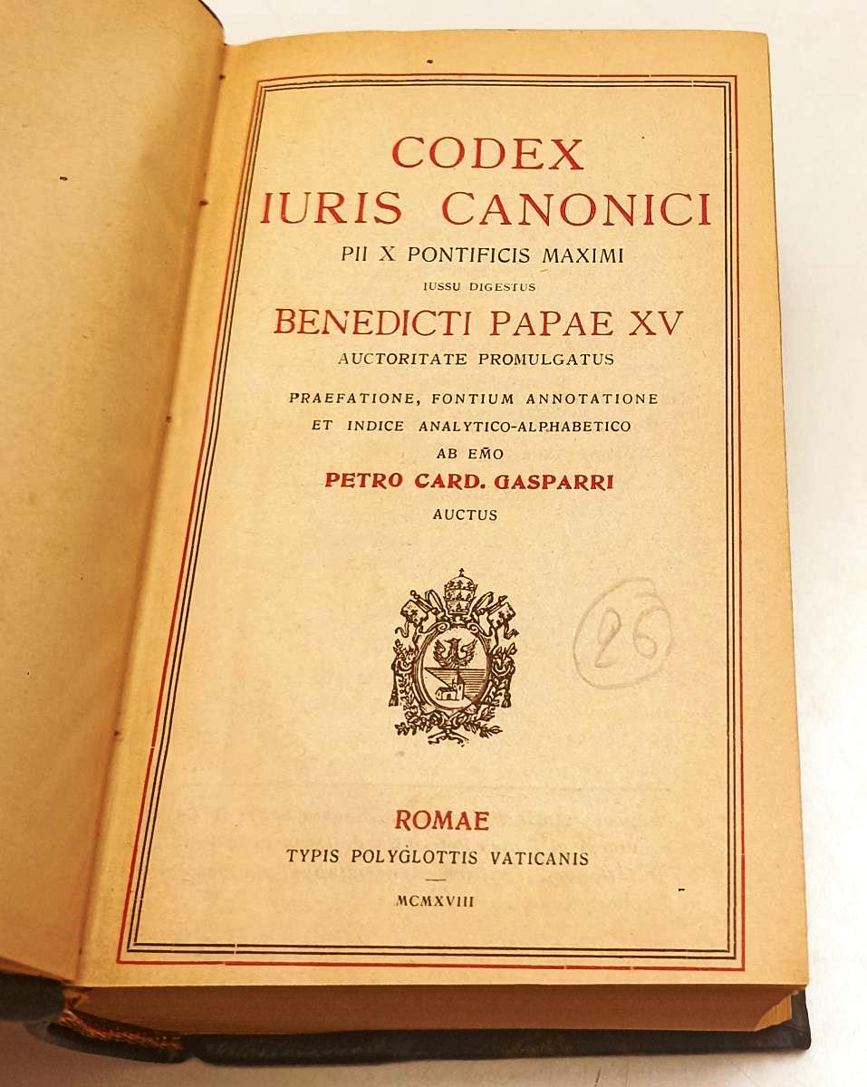 LZ- CODEX IURIS CANONICI BENEDICTI PAPAE XV- PETRO CARD. GASPARRI- 1918- C-XFS40