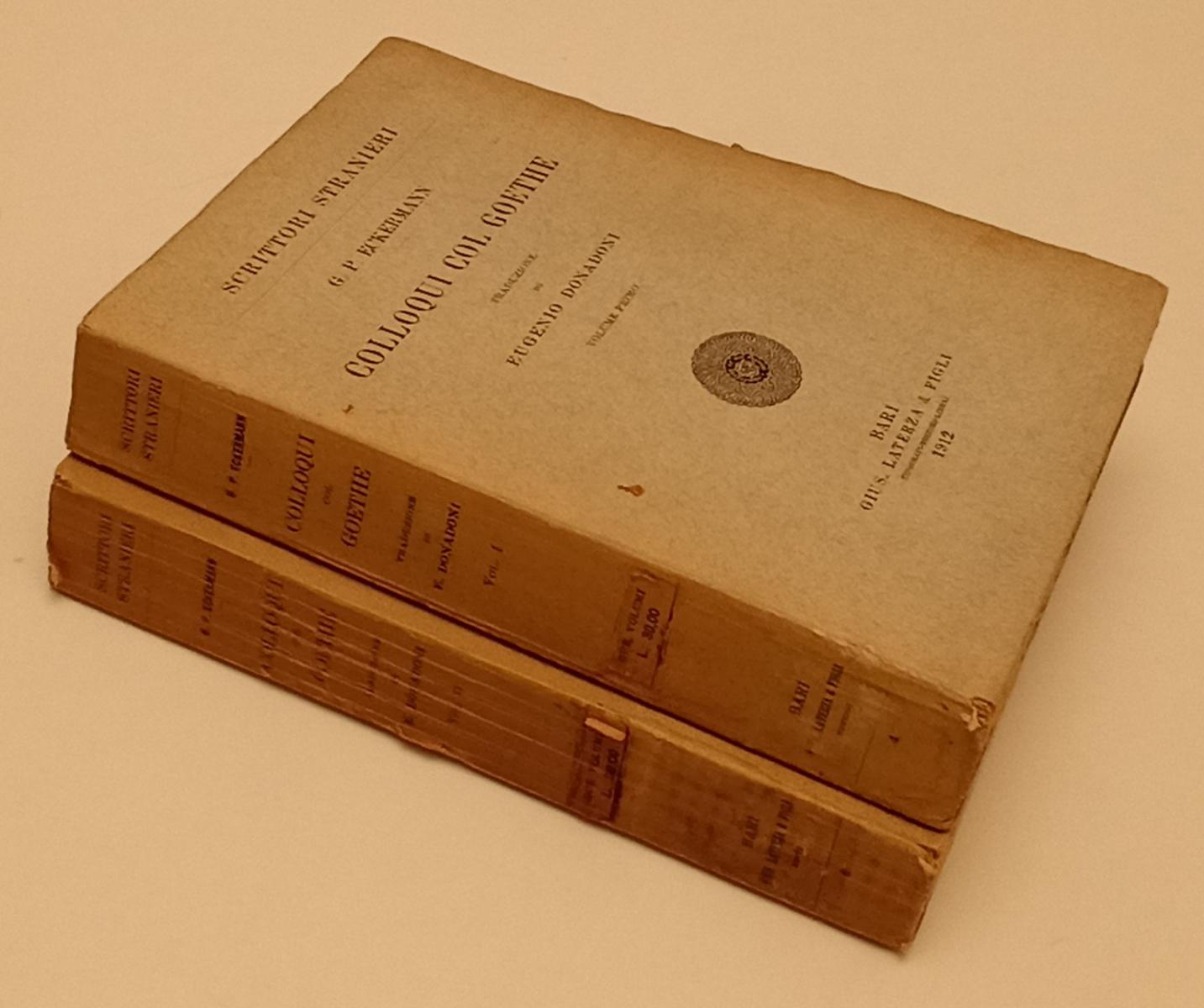 LZ- COLLOQUI CON GOETHE 1/2 - ECKERMANN - LATERZA- SCRITTORI STRANIERI- B- XFS10