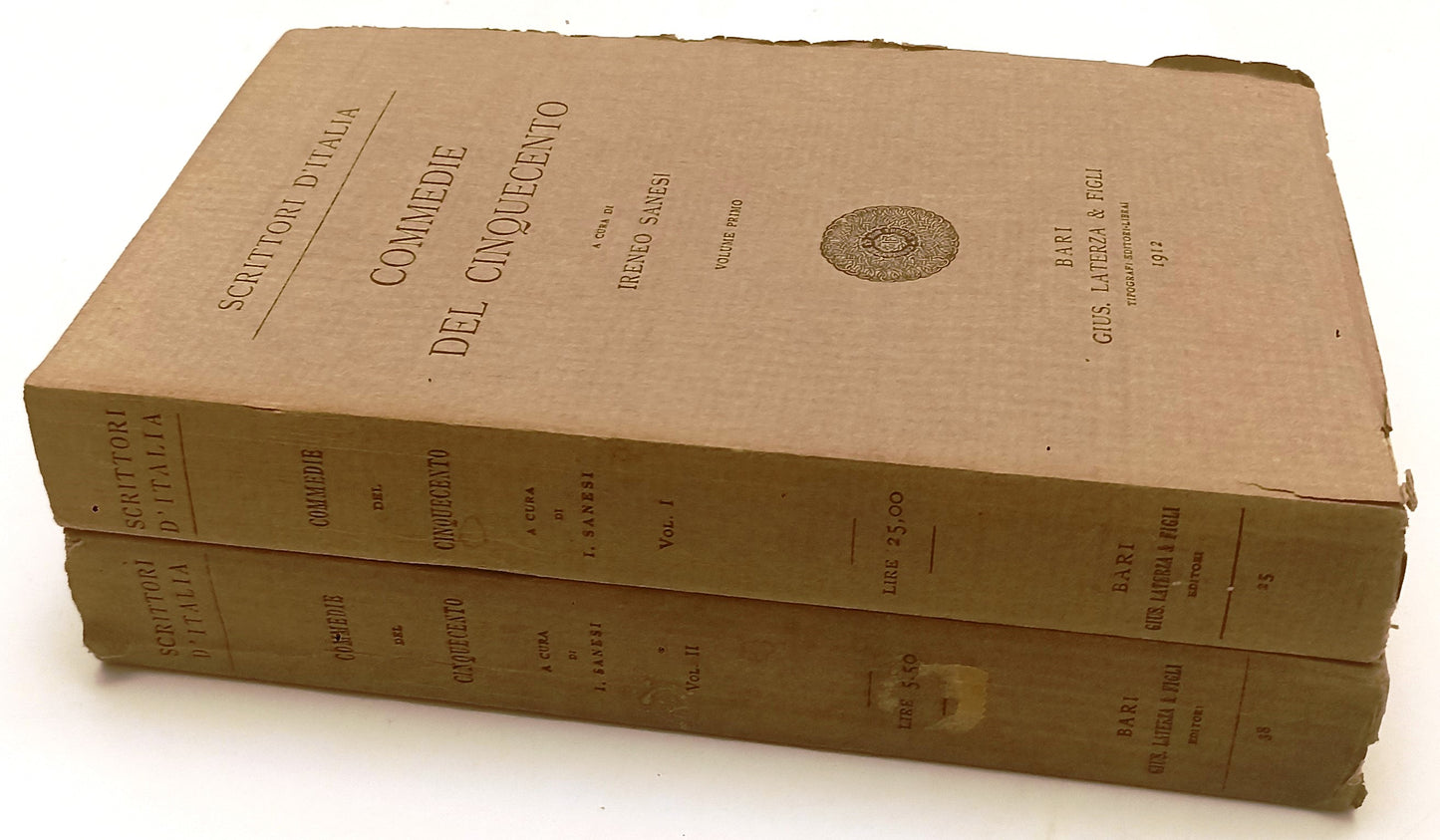 LN-  COMMEDIE DEL CINQUECENTO 2 VOLUMI -- LATERZA - SCRITTORI -- 1912- B- XFS134