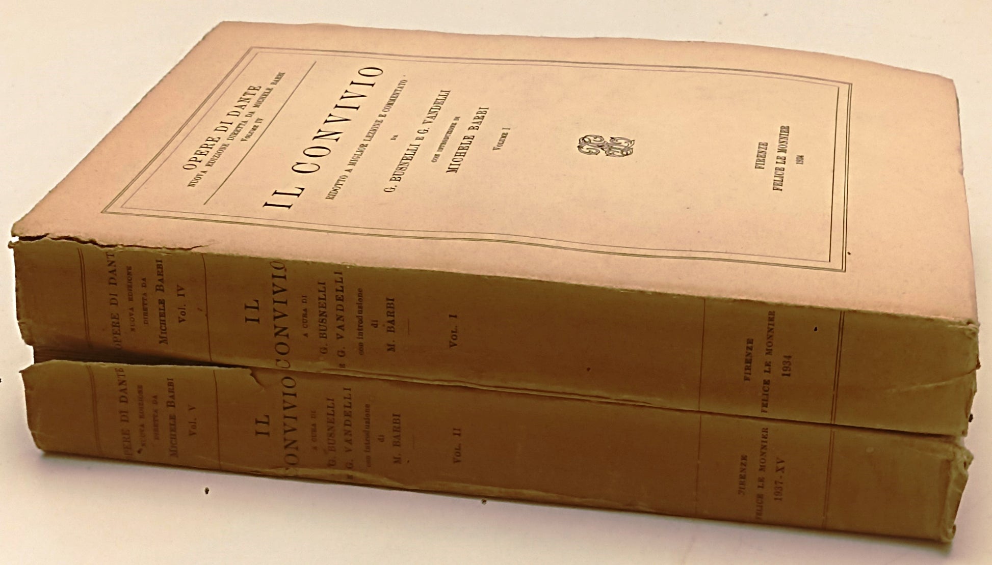 LN-  IL CONVIVIO 2 VOLUMI -- LE MONNIER - OPERE DI DANTE - 1934 1937 - B- YFS375