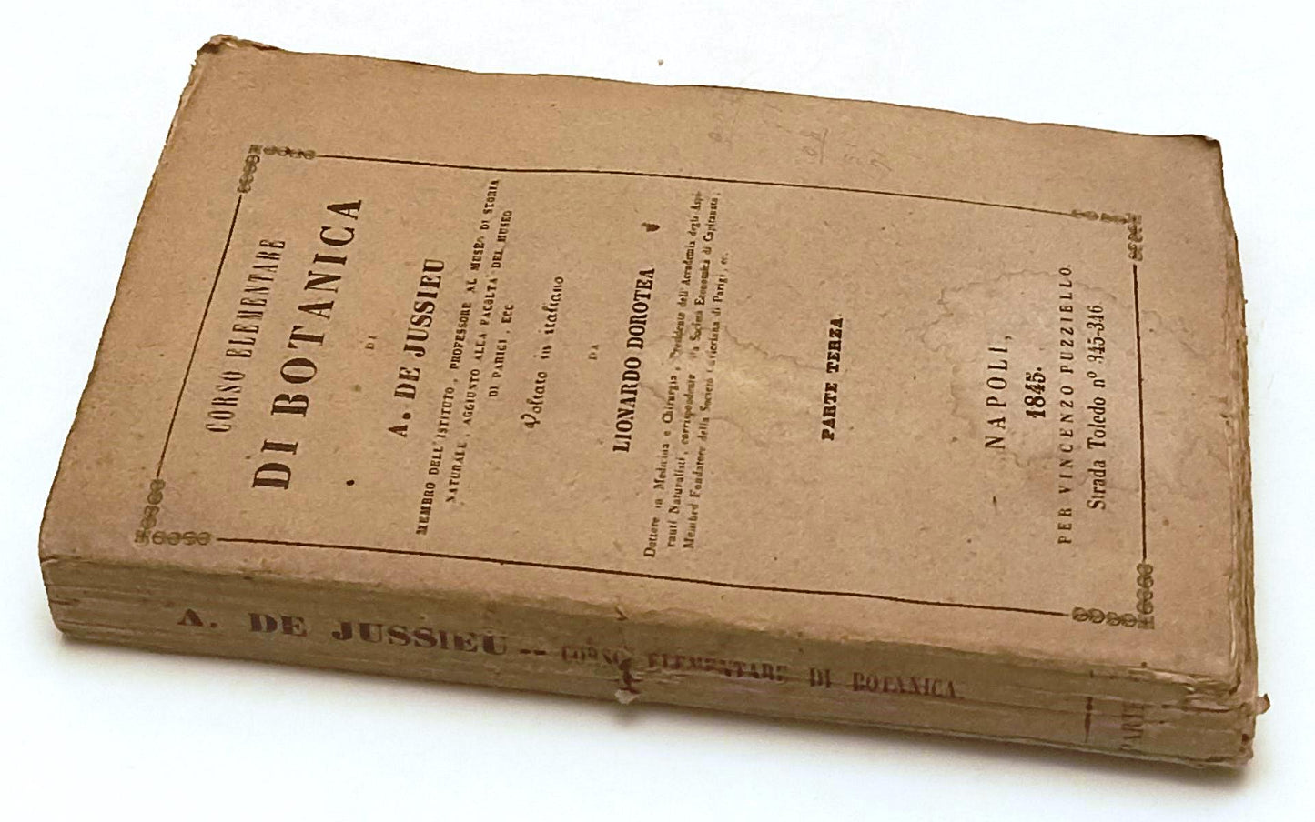 LH- CORSO ELEMENTARE DI BOTANICA- DE JUSSIEU- VINCENZO PUZZIELLO- 1845- B-YFS584