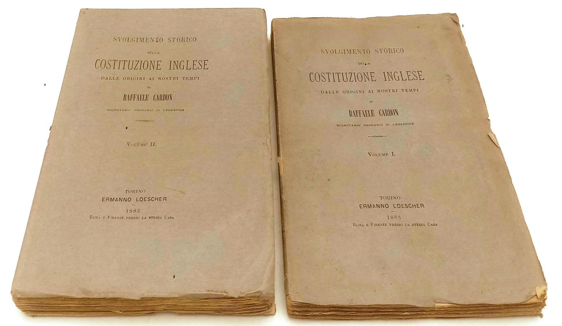 LH- SVOLGIMENTO STORICO DELLA COSTITUZIONE INGLESE 2 VOLUMI- CARDON- 1883- B-XFS