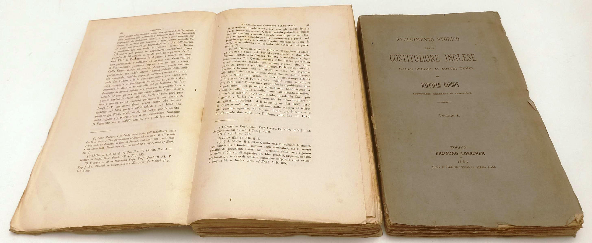 LH- SVOLGIMENTO STORICO DELLA COSTITUZIONE INGLESE 2 VOLUMI- CARDON- 1883- B-XFS