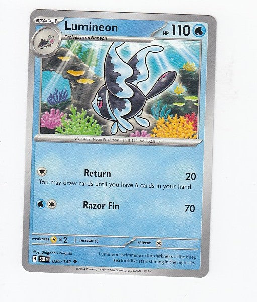 POKEMON CARD CARTA - Lumineon 36/142 non comune - ENG - CRD182