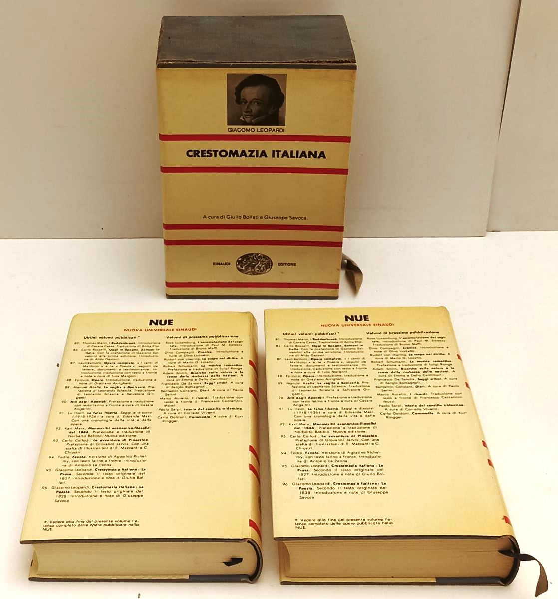 LN- CRESTOMAZIA ITALIANA LA PROSA 1/2- GIACOMO LEOPARDI- EINAUDI- NUE- 1968- XFS