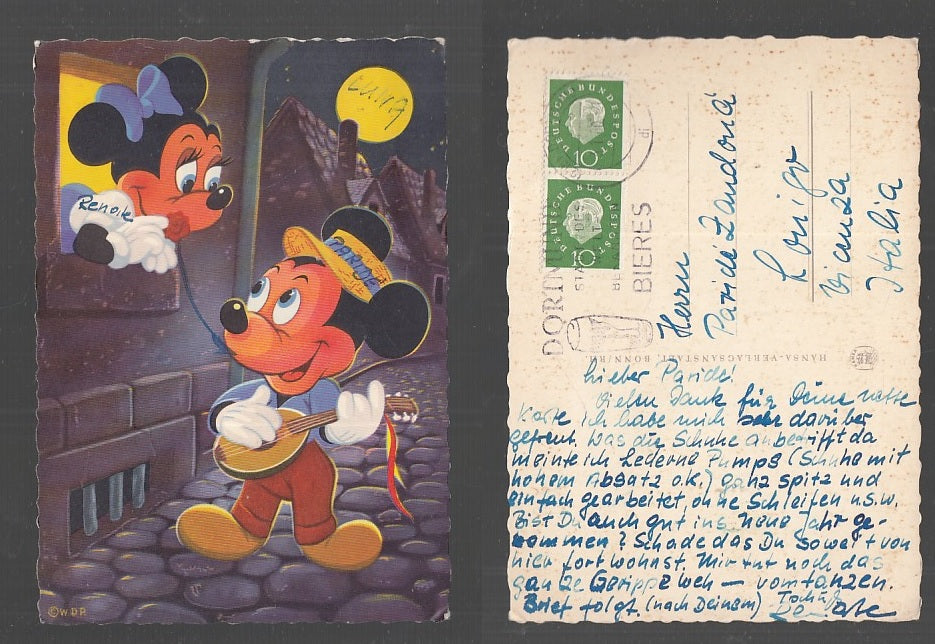 CC- CARTOLINA DISNEY TOPOLINO SERENATA A MINNIE - CRT1852