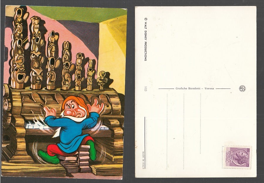CC- CARTOLINA DISNEY BIANCANEVE E I SETTE NANI BRONTOLO - crt1872