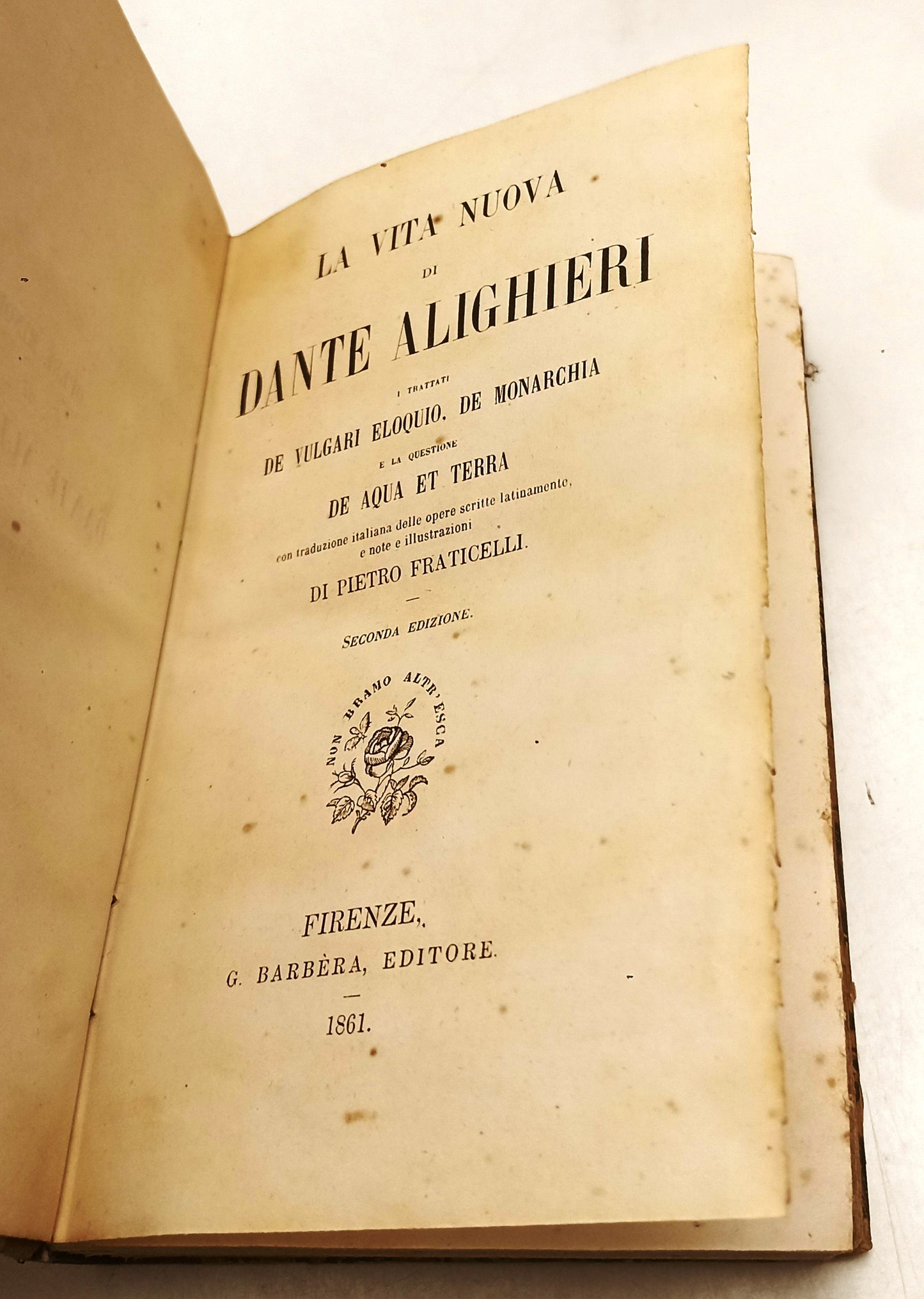 LH- OPERE MINORI DI DANTE ALIGHIERI 3 VOLUMI -- BARBERA--- 1861/1862 - C- ZFS152