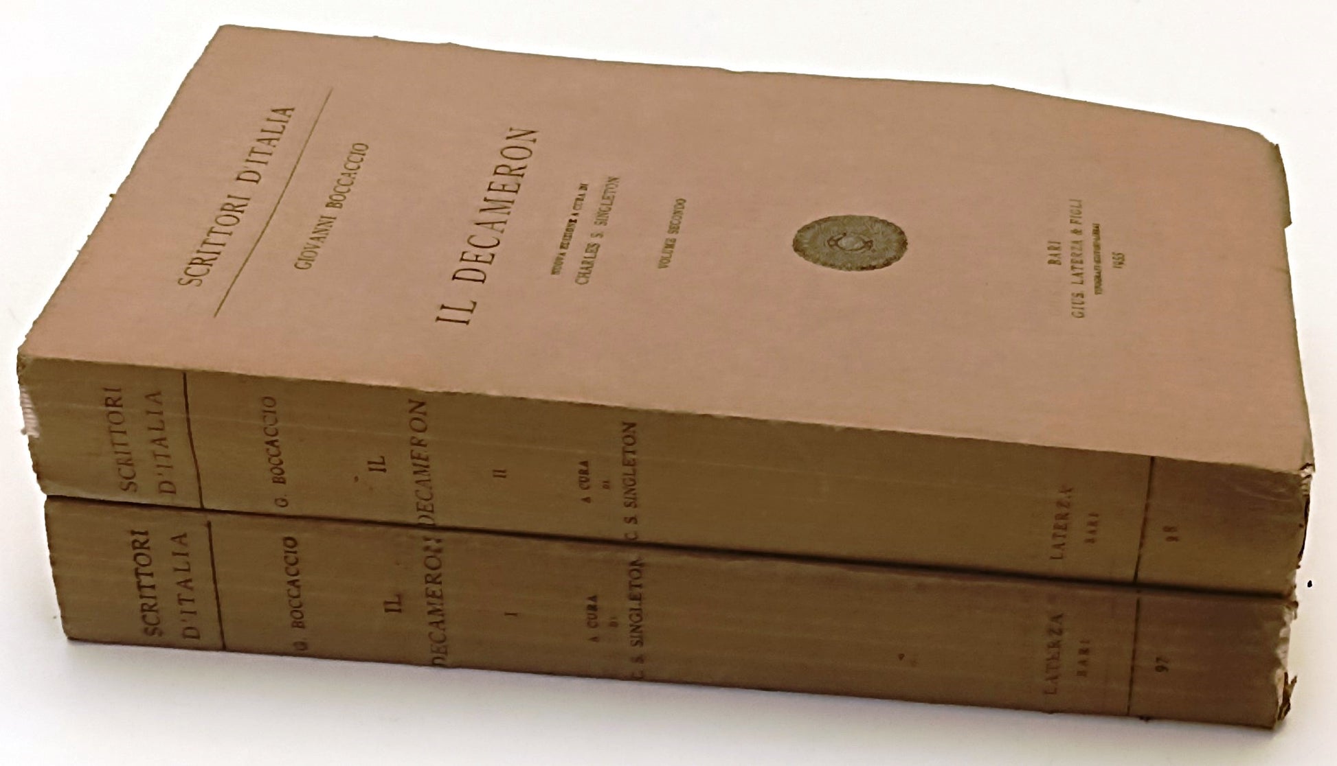 LN- IL DECAMERON 2 VOLUMI- GIOVANNI BOCCACCIO- LATERZA- SCRITTORI-- 1955- B- XFS