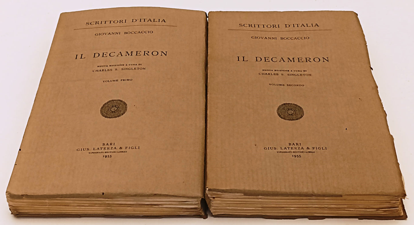LN- IL DECAMERON 2 VOLUMI- GIOVANNI BOCCACCIO- LATERZA- SCRITTORI-- 1955- B- XFS