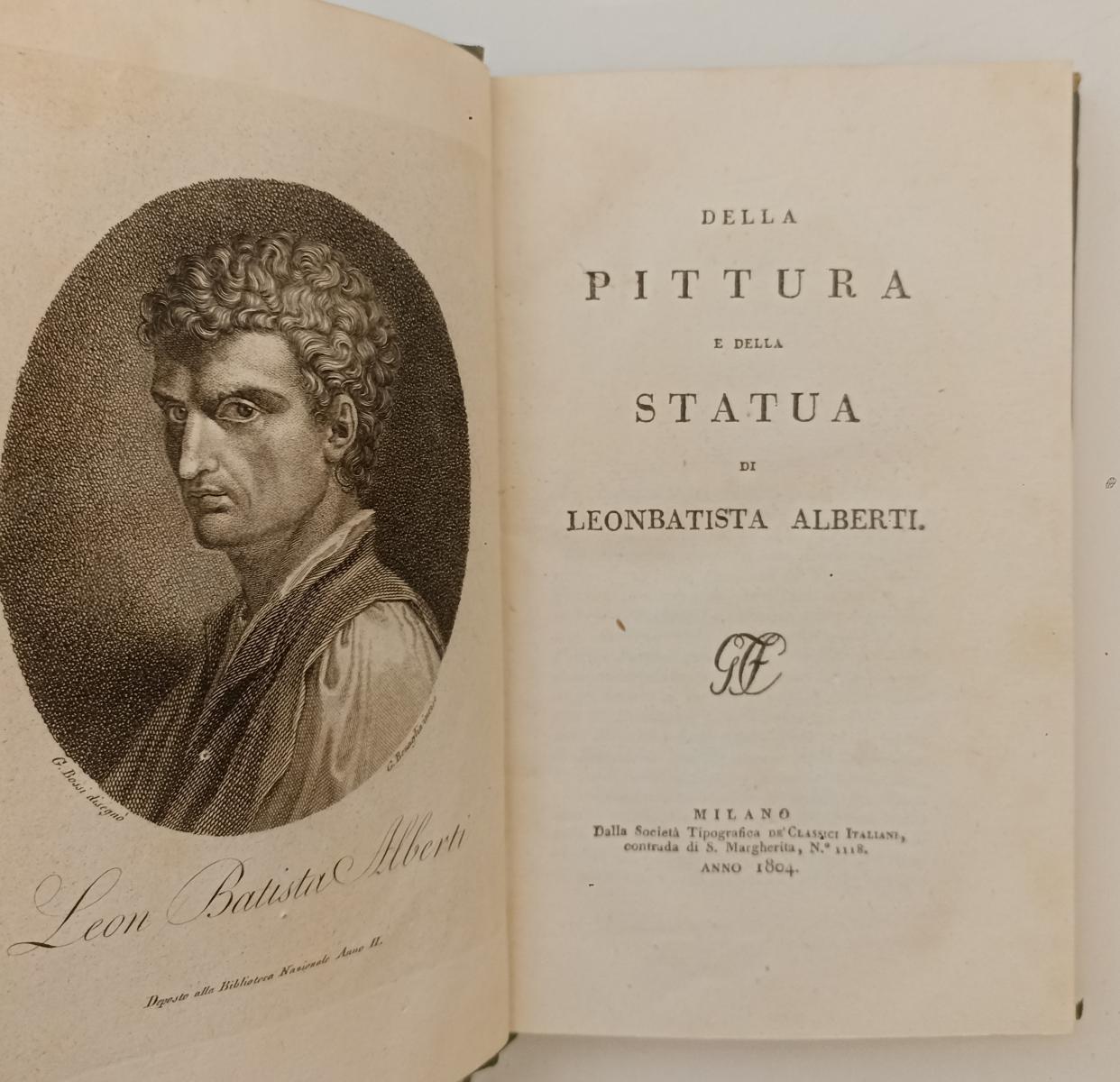 LH- DELLA PITTURA E STATUA DI LEONBATISTA ALBERTI- CLASSICI ITALIANI- 1804-XFS44