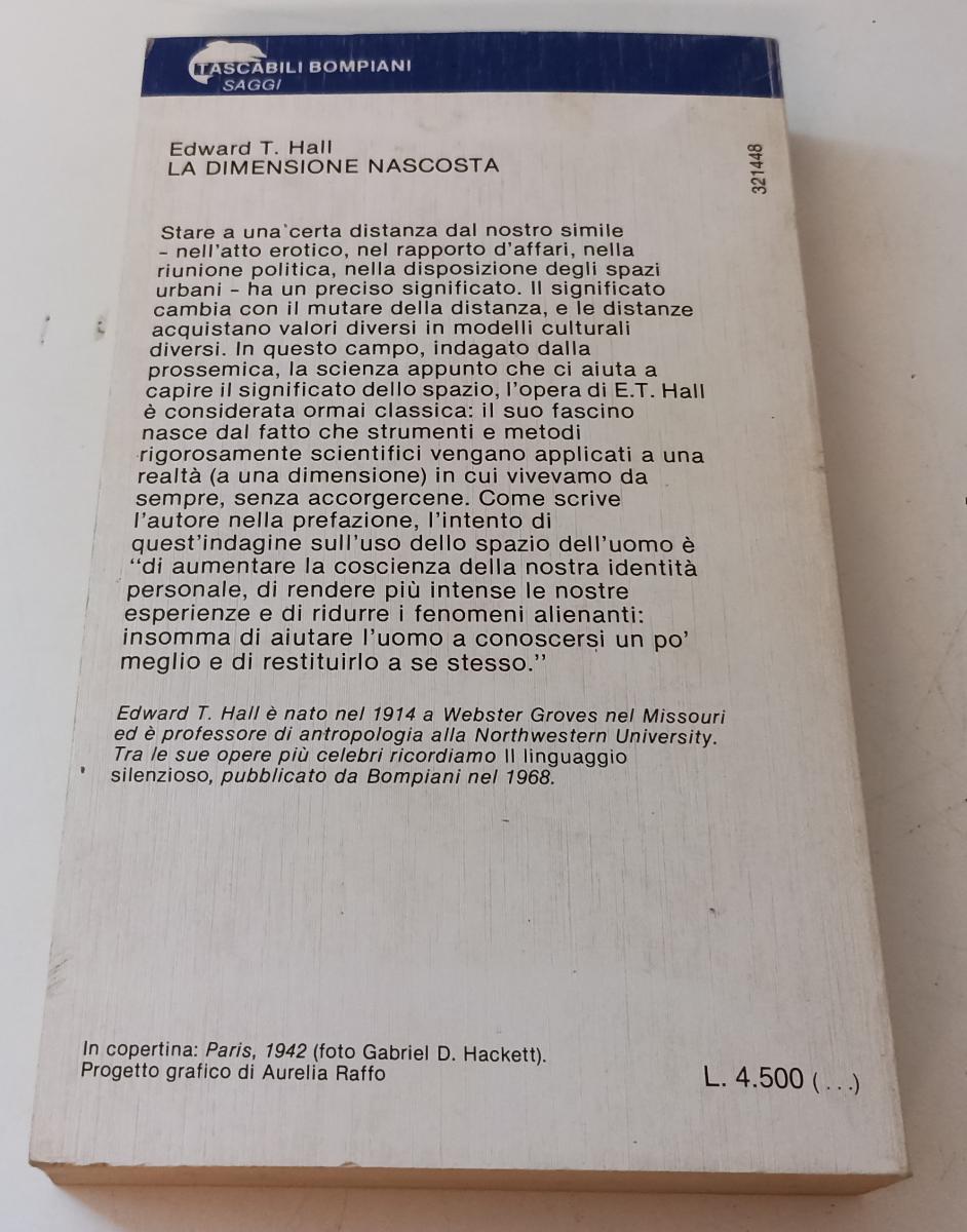 LZ- LA DIMENSIONE NASCOSTA- EDWARD T. HALL- BOMPIANI- TASCABILI-- 1982- B-XFS142