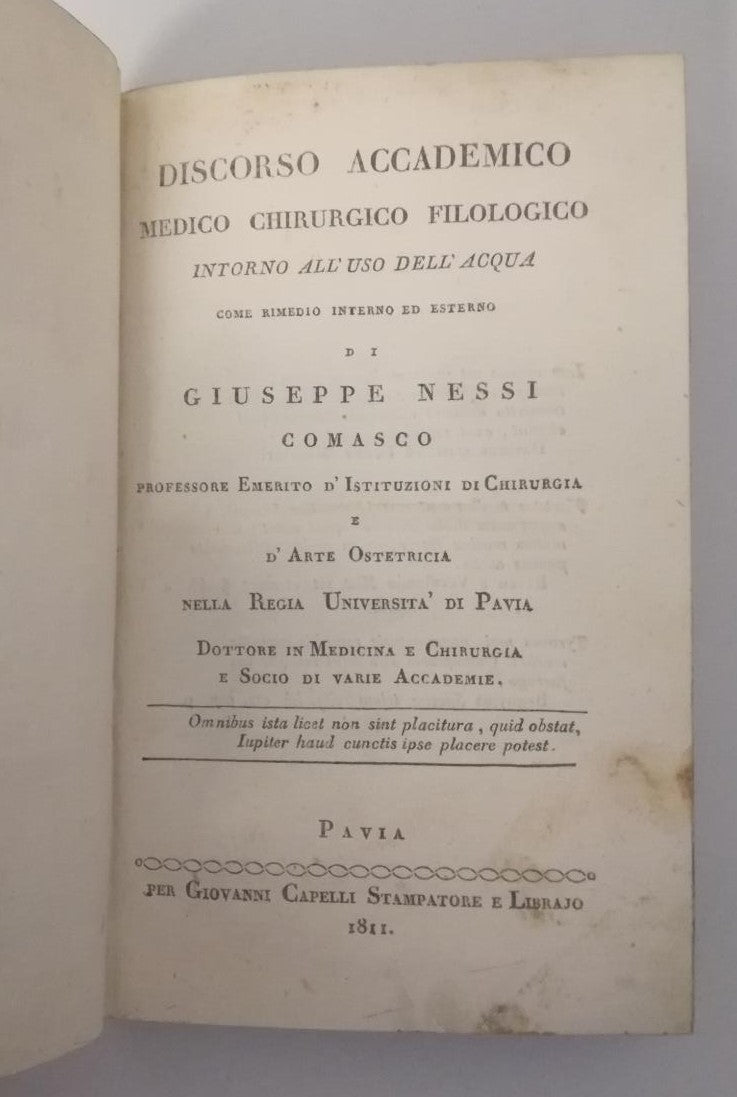 LH- DISCORSO ACCADEMICO MEDICO INTORNO ALL'USO DELL'ACQUA- NESSI- 1811- C- XFS83