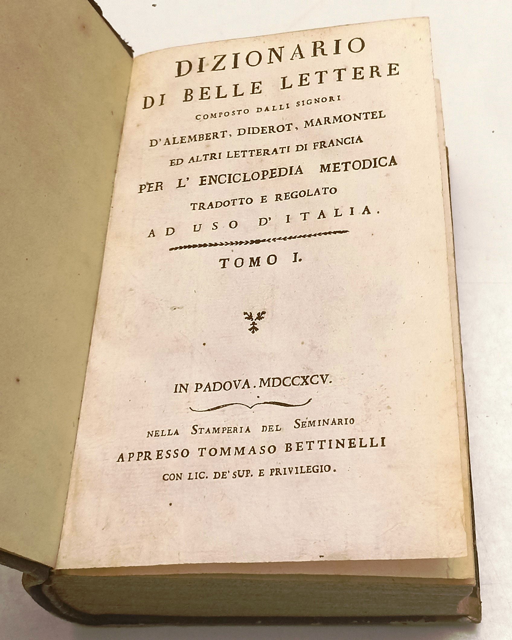 LH- DIZIONARIO DI BELLE LETTERE 3 TOMI VOLUME RILEGATO- BETTINELLI- 1795- XFS133