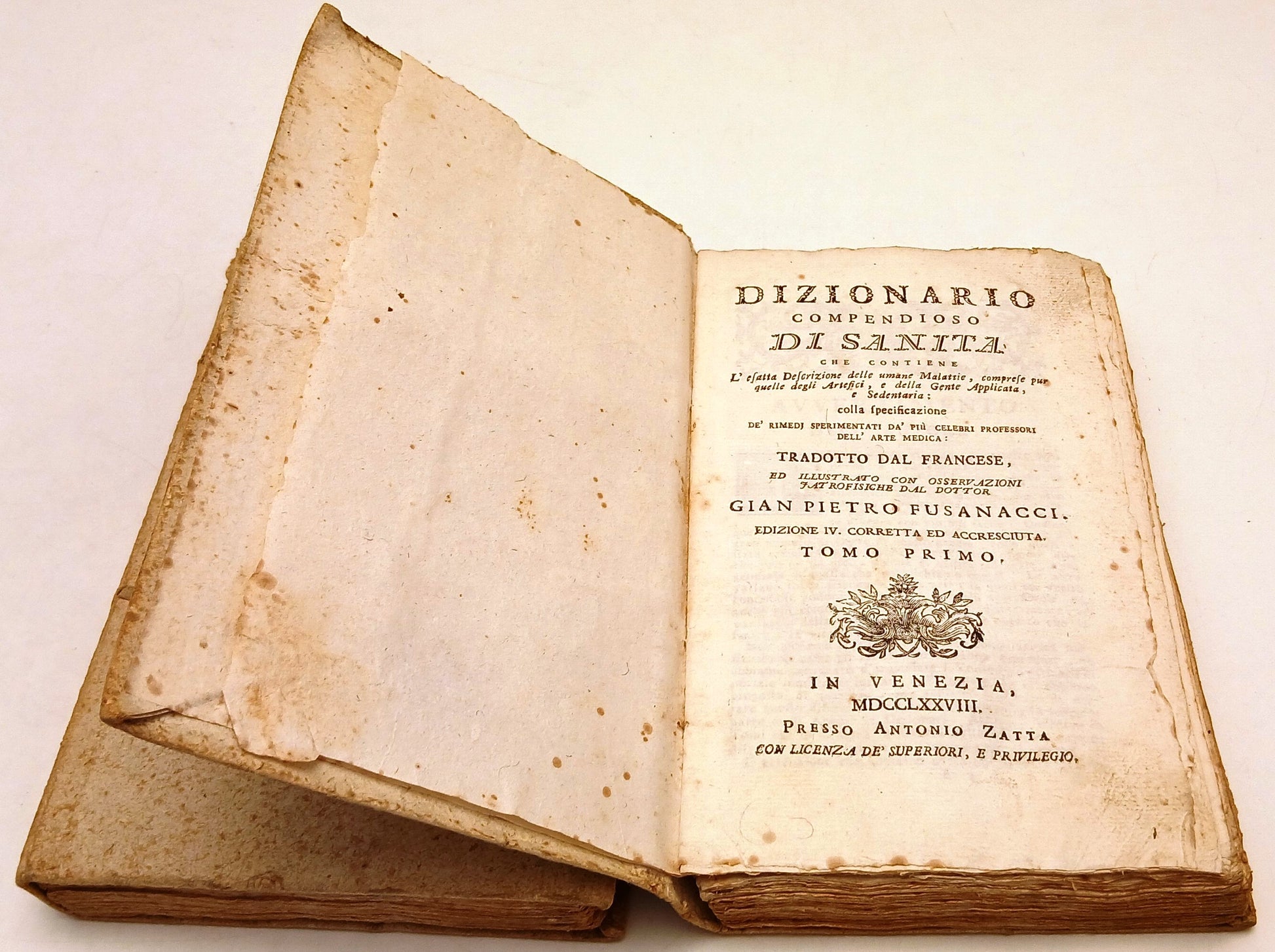 LH- DIZIONARIO COMPENDIOSO DI SANITA' 3 TOMI- FUSANACCI- ZATTA -1778/1779- ZFS73