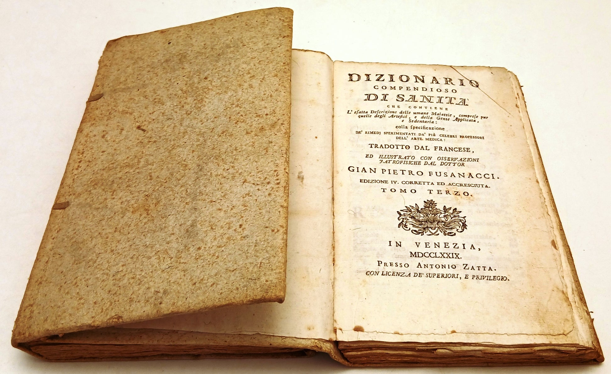 LH- DIZIONARIO COMPENDIOSO DI SANITA' 3 TOMI- FUSANACCI- ZATTA -1778/1779- ZFS73