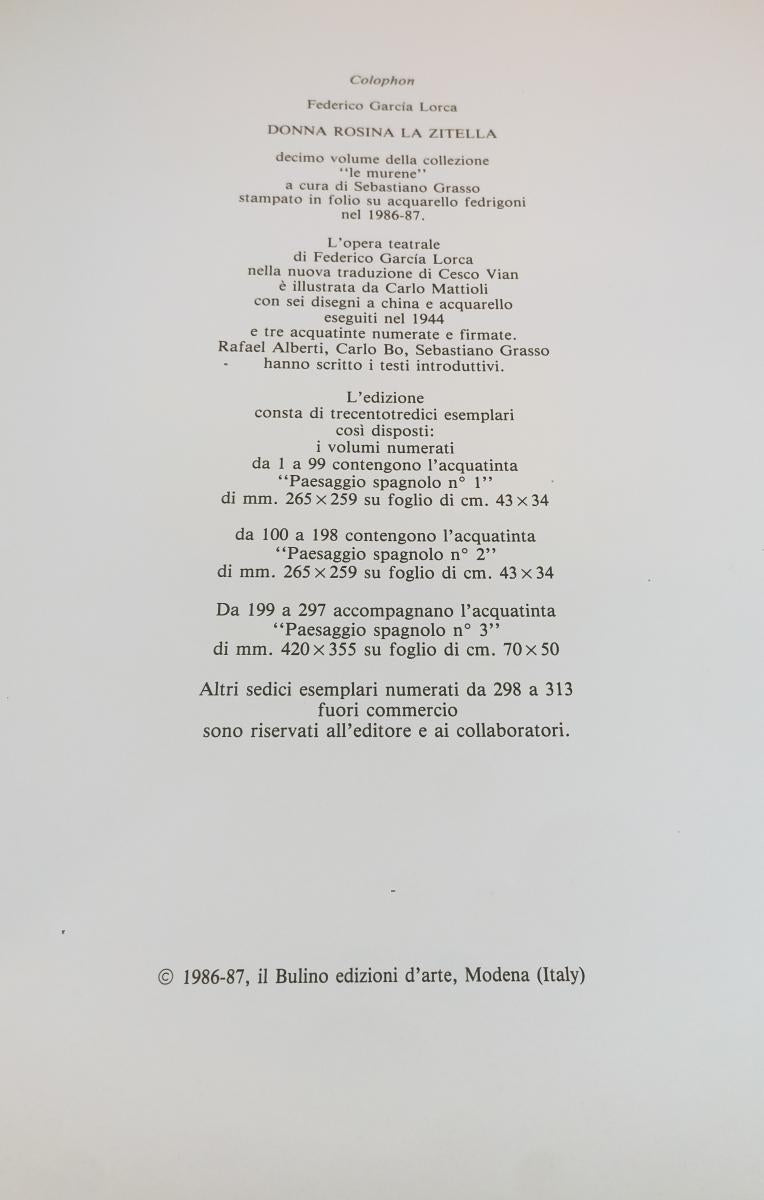 LT- DONNA ROSINA LA ZITELLA - GARCIA LORCA CARLO MATTIOLI ---- 1986 - C - XFS