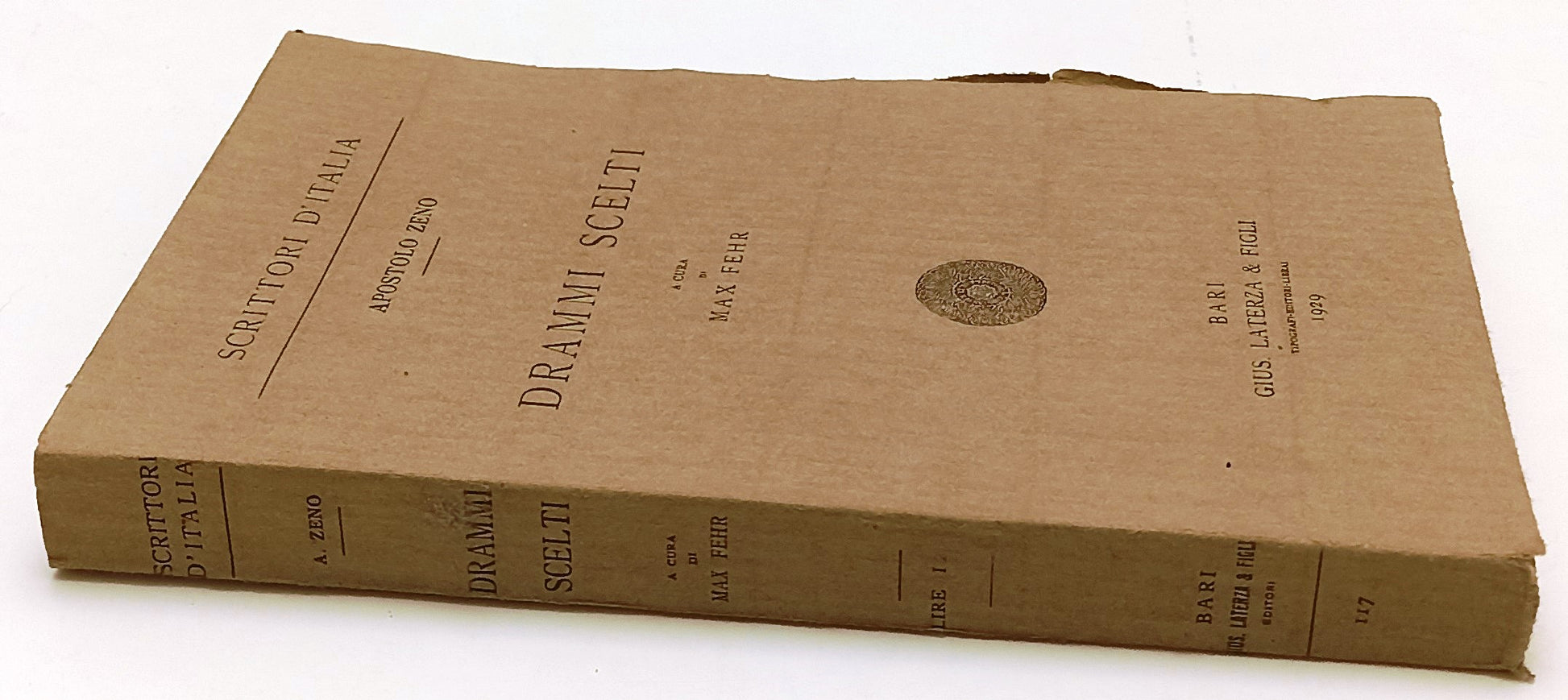 LN- DRAMMI SCELTI - APOSTOLO ZENO- LATERZA- SCRITTORI D'ITALIA-- 1929- B- XFS208