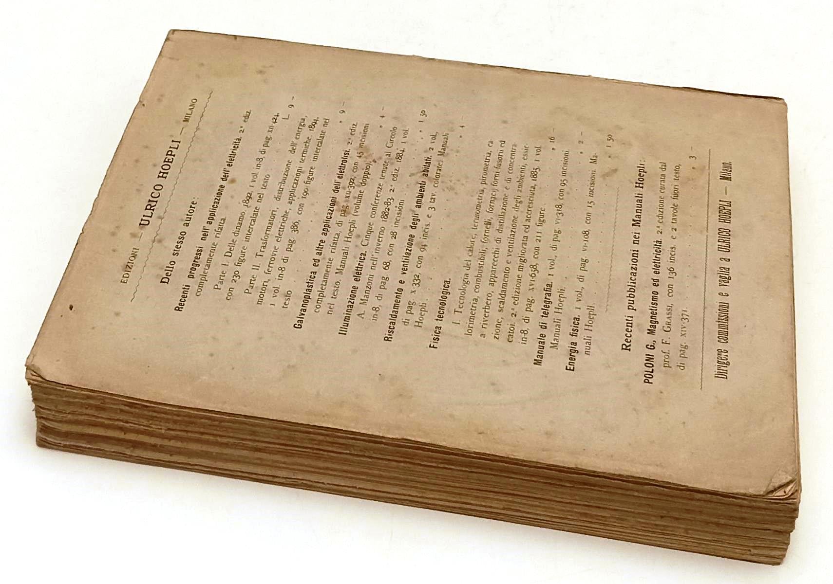 LH- FISICA TECNOLOGICA ELETTRICITA' E MAGNETISMO- FERRINI- HOEPLI- 1896-B-XFS114